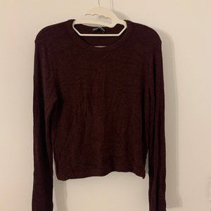 Brandy Melville - Maroon Ribbed Long Sleeve - One Size